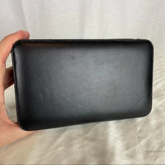 -SOLD- Black Vegan Leather + Suede Travel Jewelry Case - Picture 7 of 8